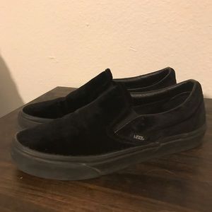Black velvet slip on vans